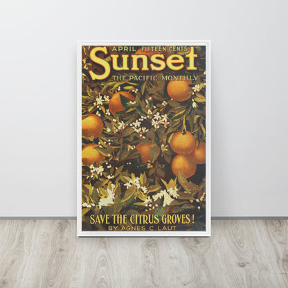 Sunset April 1913 Framed Canvas Cover